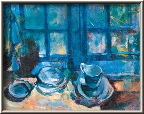 ludvig karsten The Blue Kitchen Norge oil painting art